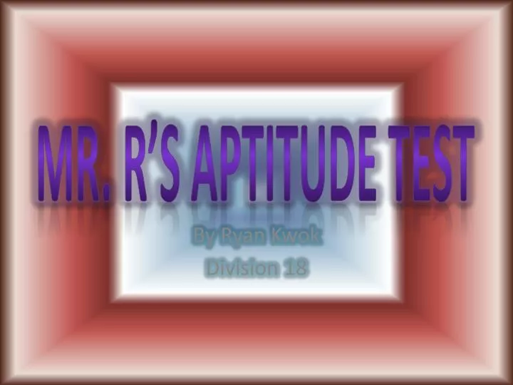 mr r s aptitude test