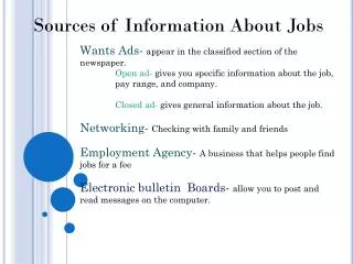 Sources of Information About Jobs