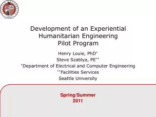 Development of an Experiential Humanitarian Engineering Pilot Program
