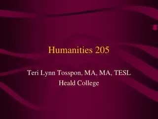 Humanities 205