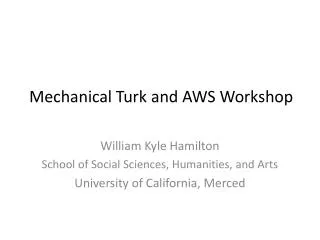 Mechanical Turk and AWS Workshop