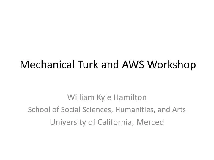 mechanical turk and aws workshop