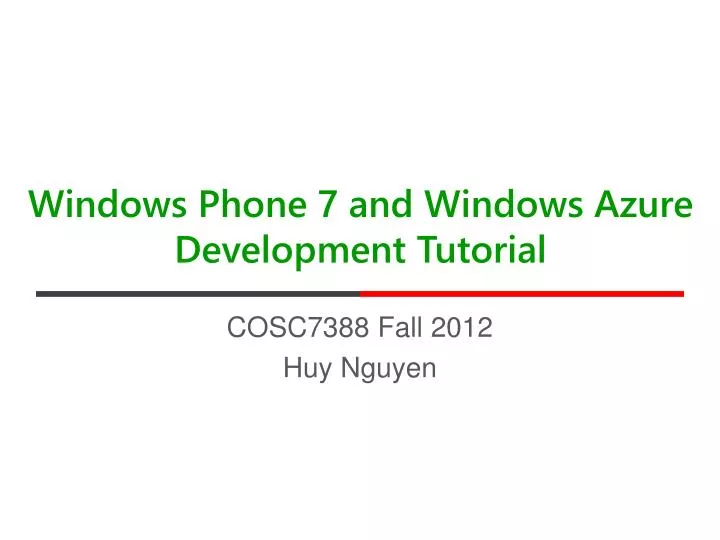 windows phone 7 and windows azure development tutorial