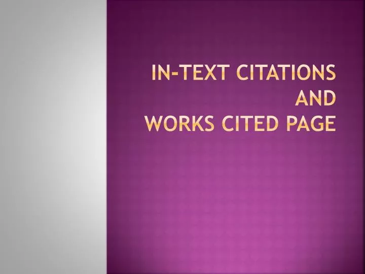 in text citations and works cited page