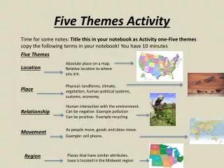 Five Themes Activity