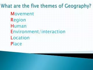 What are the five themes of Geography?