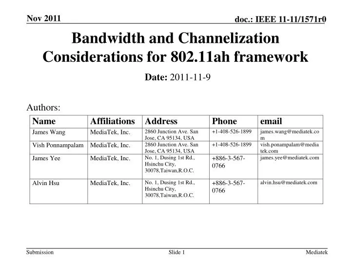 bandwidth and channelization considerations for 802 11ah framework