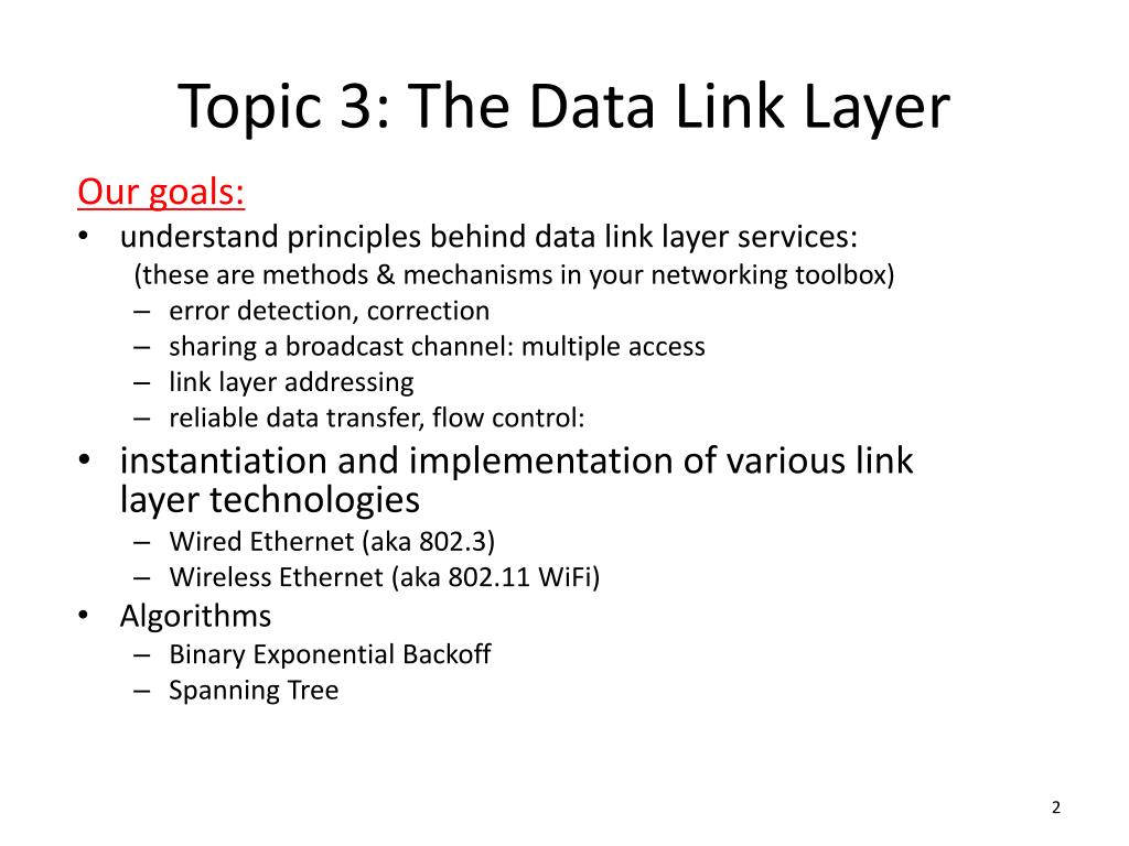 PPT - Understanding Data Link Layer Services: Principles and ...