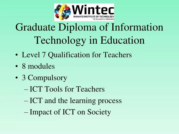 graduate diploma of information technology in education