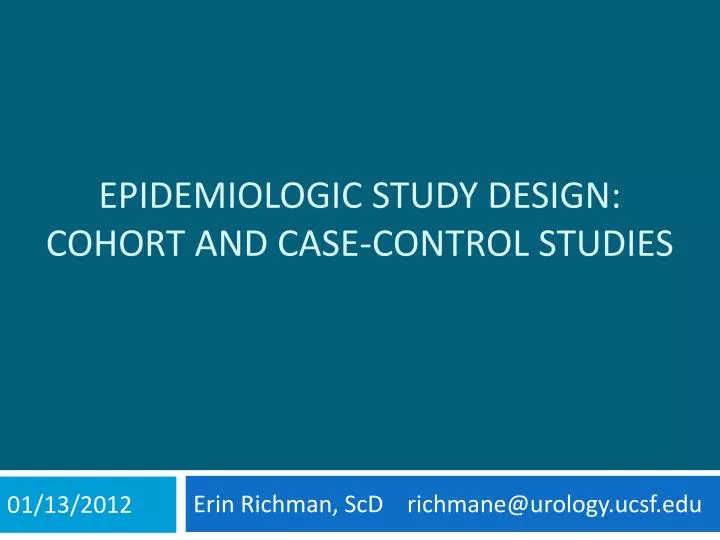 epidemiologic study design cohort and case control studies