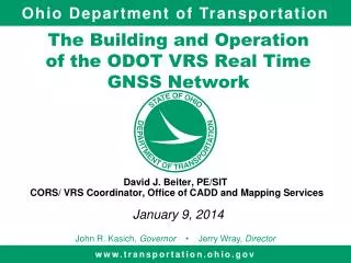 The Building and Operation of the ODOT VRS Real Time GNSS Network