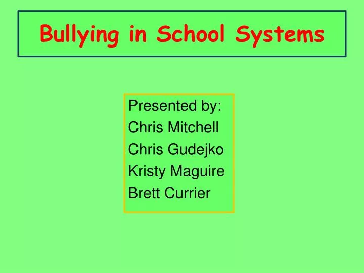 bullying in school systems