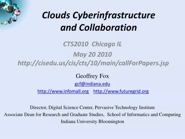 clouds cyberinfrastructure and collaboration