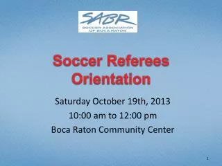 Soccer Referees Orientation