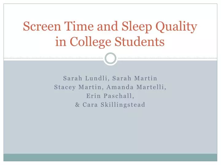 screen time and sleep quality in college students