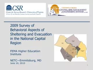 2009 Survey of Behavioral Aspects of Sheltering and Evacuation in the National Capital Region