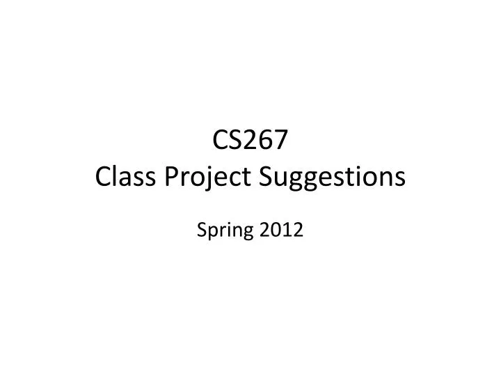 cs267 class project suggestions