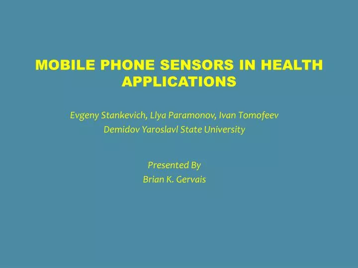 mobile phone sensors in health applications