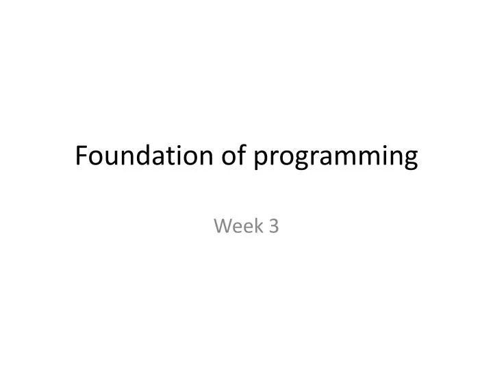 foundation of programming