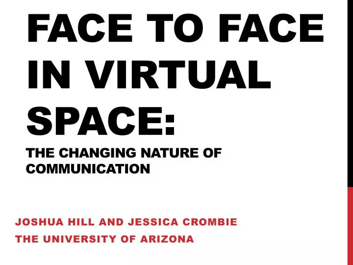 face to face in virtual space the changing nature of communication