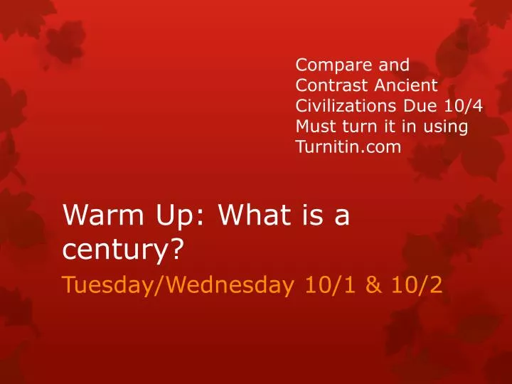 warm up what is a century