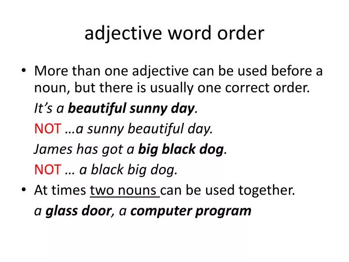 PPT - adjective word order PowerPoint Presentation, free download -  ID:1549844