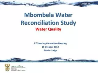 Mbombela Water Reconciliation Study Water Quality