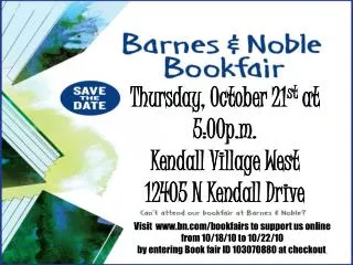Thursday, October 21 st at 5:00p.m. Kendall Village West 12405 N Kendall Drive