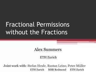 Fractional Permissions without the Fractions