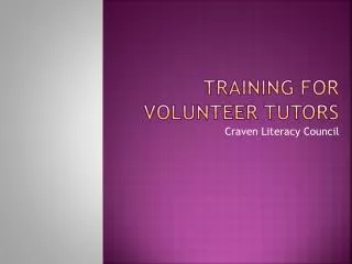 Training For Volunteer Tutors