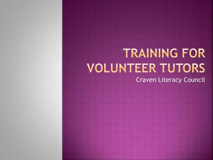 training for volunteer tutors