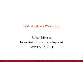 Task Analysis Workshop