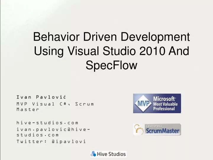 behavior driven development using visual studio 2010 and specflow