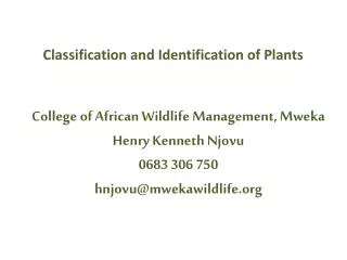 Classification and Identification of Plants