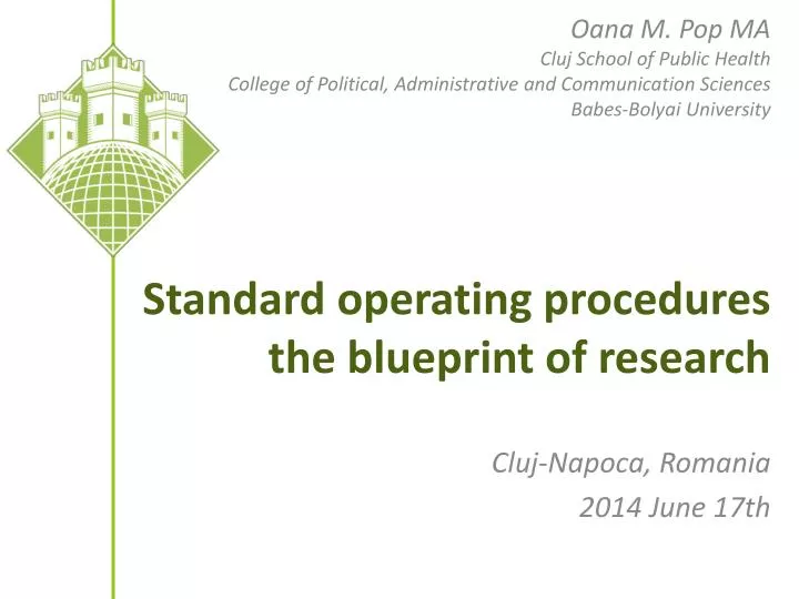 standard operating procedures the blueprint of research