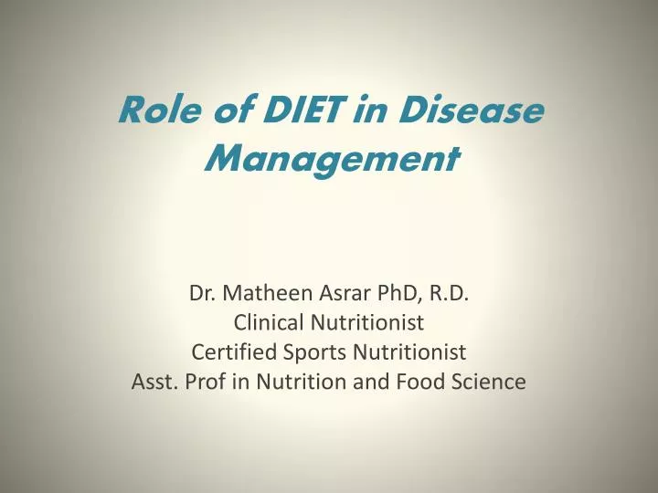 role of diet in disease management