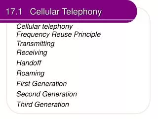 17.1 Cellular Telephony