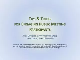 Tips &amp; Tricks for Engaging Public Meeting Participants
