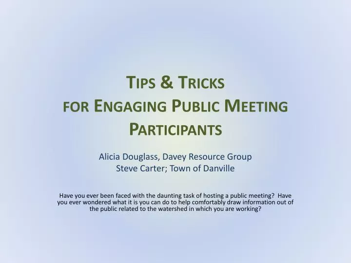 tips tricks for engaging public meeting participants