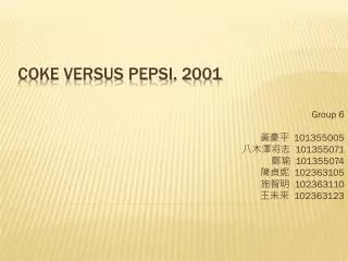 Coke Versus Pepsi, 2001