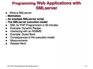 Programming Web Applications with SMLserver