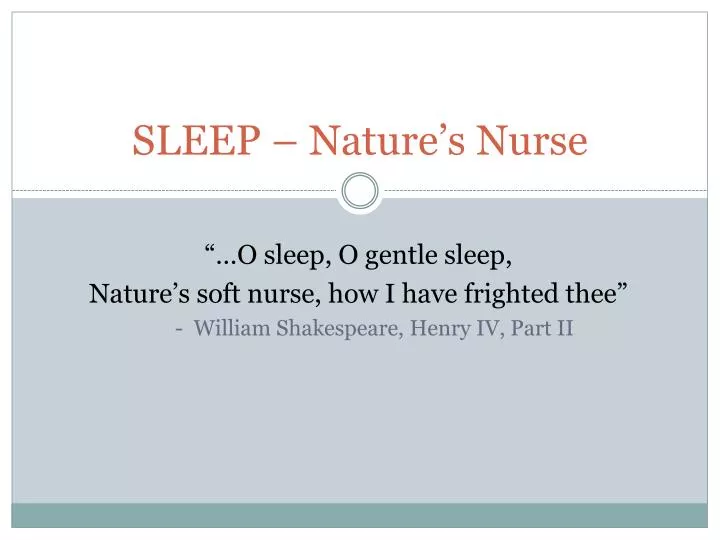 sleep nature s nurse