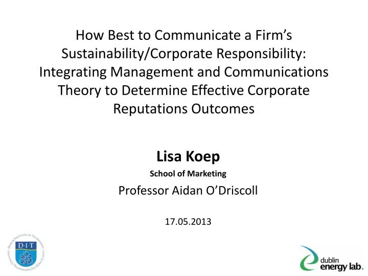 lisa koep school of marketing professor aidan o driscoll 17 05 2013