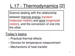 L 17 - Thermodynamics [2]
