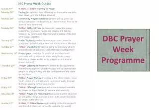DBC Prayer Week Outline