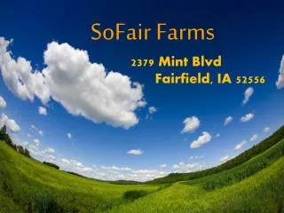 SoFair Farms 	 2379 Mint Blvd 	 Fairfield, IA 52556