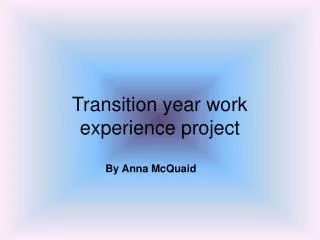 Transition year work experience project