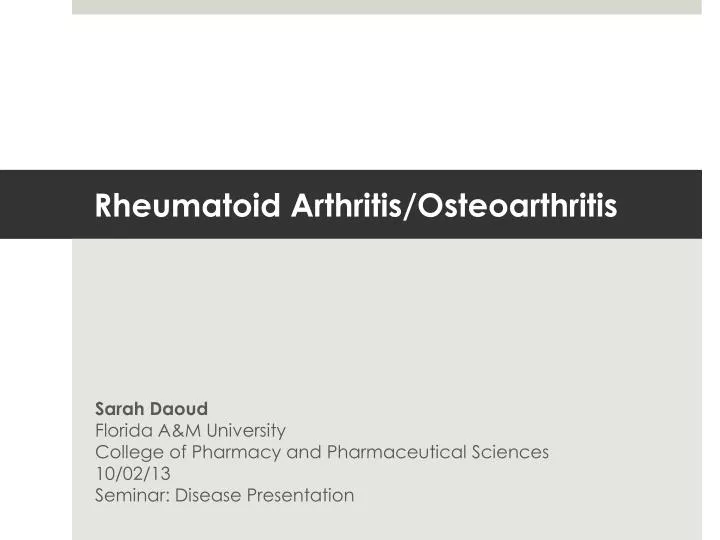 rheumatoid arthritis osteoarthritis