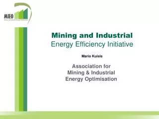 Mining and Industrial Energy Efficiency Initiative Mario Kuisis