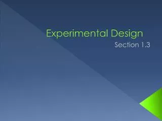 Experimental Design